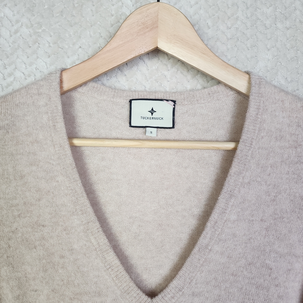 Tuckernuck 100% Cashmere V Neck Cream Sweater Women's Small